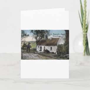 Vintage Irish thatched cottage St. Patricks Day Card