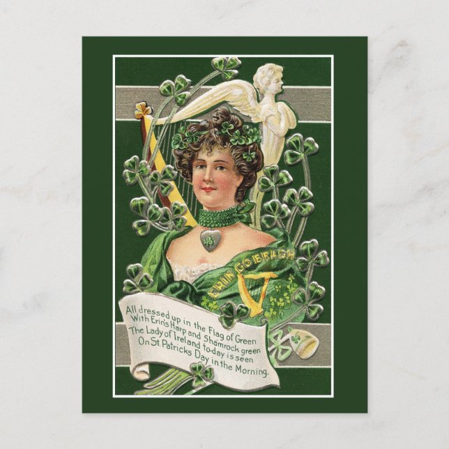 Vintage Irish Women St. Patrick's Day Holiday Postcard (Front)