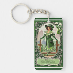 Vintage Irish Women St. Patrick's Day Key Ring