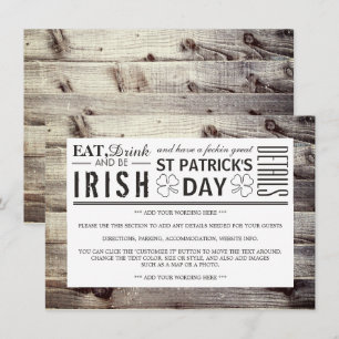 Vintage Irish Wood St Patrick's Day Detail Invitation