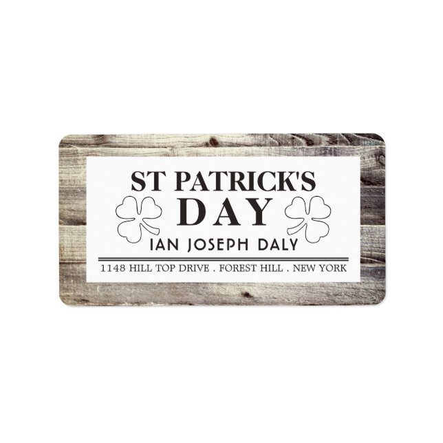 Vintage Irish Wood St Patrick's Day Label (Front)