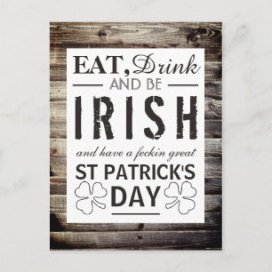 Vintage Irish Wood St Patrick's Day Postcard