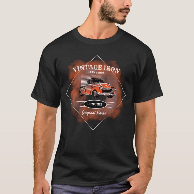 Vintage Iron Barn Finds Original Parts Trucks T-Shirt (Front)