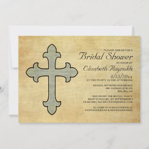 Vintage Iron Cross Bridal Shower Invitations