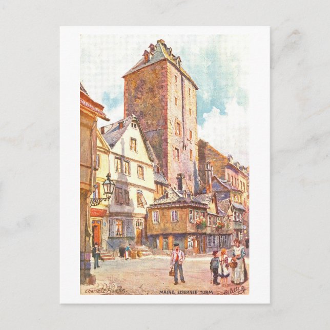 Vintage Iron Tower in Mainz, Germany Postcard (Front)