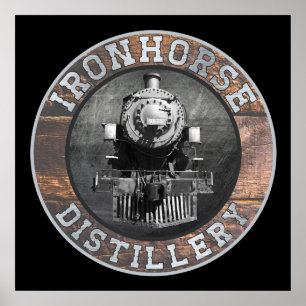 Vintage Ironhorse Distillery In Wood And Metal Poster