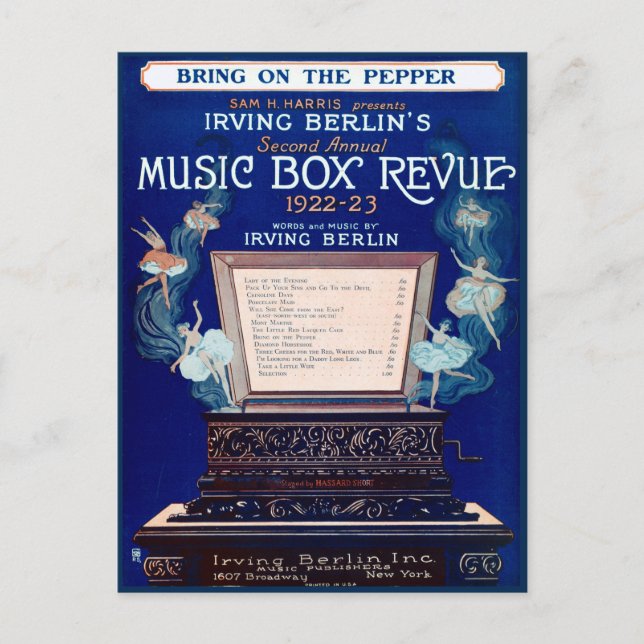Vintage Irving Berlin Music Box Review 1922 Postcard (Front)