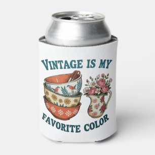 Vintage Is My Favorit Color Floral Retro Lover Can Cooler