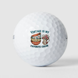 Vintage Is My Favorit Color Floral Retro Lover Golf Balls