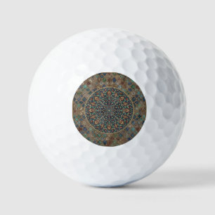 Vintage Islamic Geometric Mandala & Floral Mosaic  Golf Balls