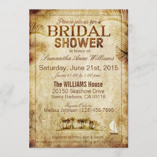 Vintage Island Destination Wedding Bridal Shower Invitation