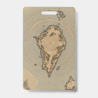 Vintage Island Map Antique Fantasy Cartography ID Badge
