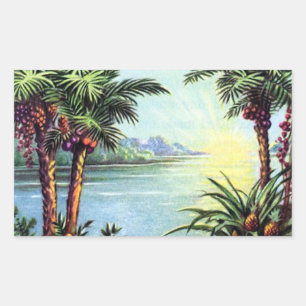 Vintage Island Rectangular Sticker