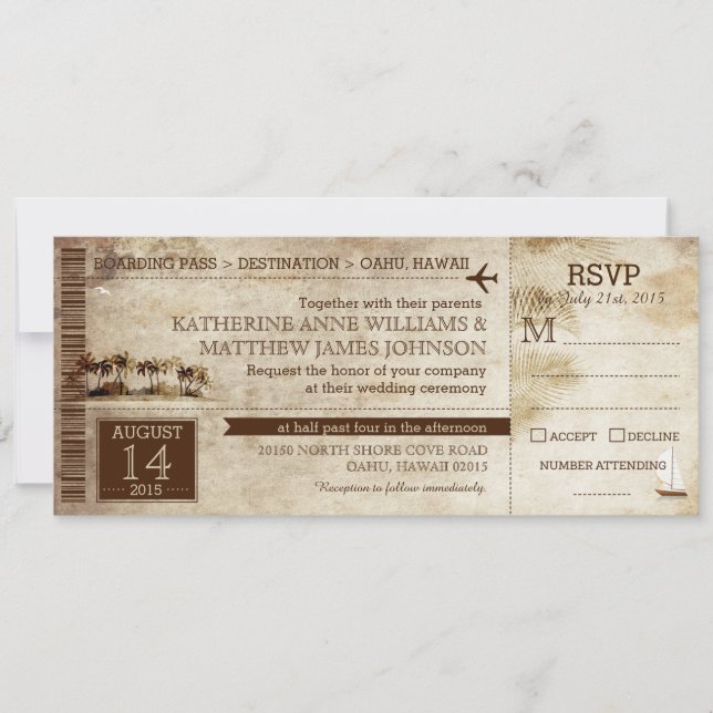 Vintage Island Retreat Beach Destination Wedding Invitation (Front)