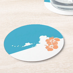 Vintage Island Vibes Retro Canvas Round Paper Coaster
