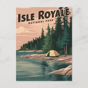 Vintage Isle Royale National Park Art Holiday Postcard