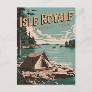 Vintage Isle Royale National Park Camping Holiday Postcard