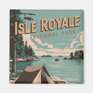 Vintage Isle Royale National Park Camping Magnet