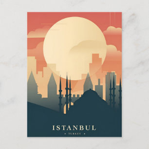 Vintage  istanbul Tower Turkey Travel watercolor  Postcard