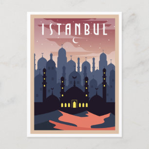Vintage Istanbul Turkey Cityscape Crescent Postcard