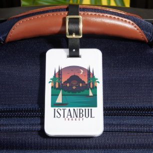 Vintage Istanbul Turkey Skyline   Luggage Tag