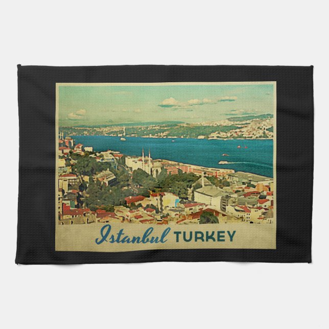 Vintage Istanbul Turkey Tea Towel (Horizontal)