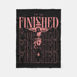 Vintage It Is Finished - Jesus On The Cross Christ Fleece Blanket