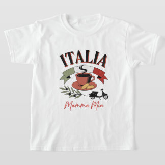 Vintage Italia Coffee, Retro Scooter & Mamma Mia T-Shirt