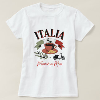 Vintage Italia Coffee, Retro Scooter & Mamma Mia T-Shirt
