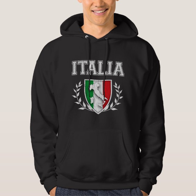 Vintage ITALIA Flag Crest Hoodie (Front)