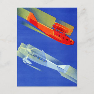 Vintage Italian Airline Travel Postcard