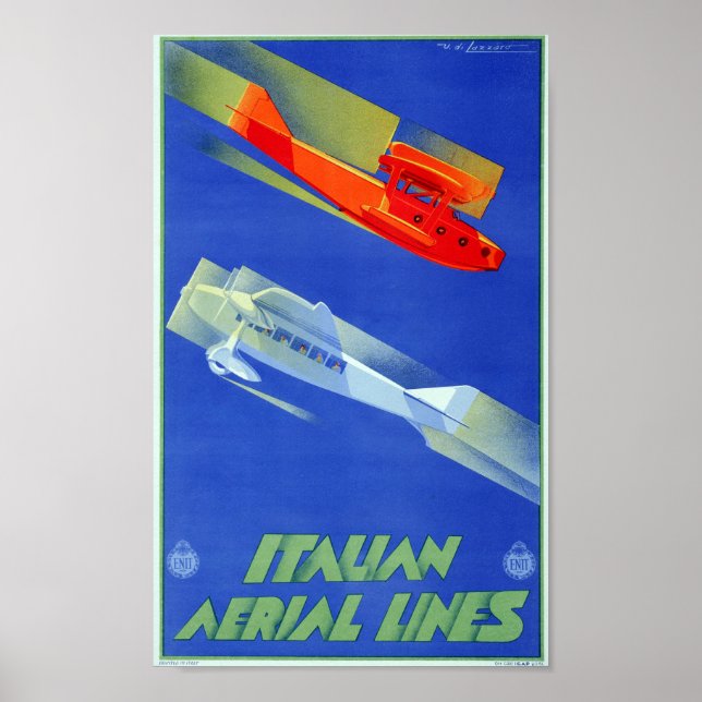 Vintage Italian Airline Travel Poster (Front)