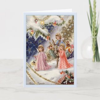 Vintage Italian Angels Buon Natale Christmas Card