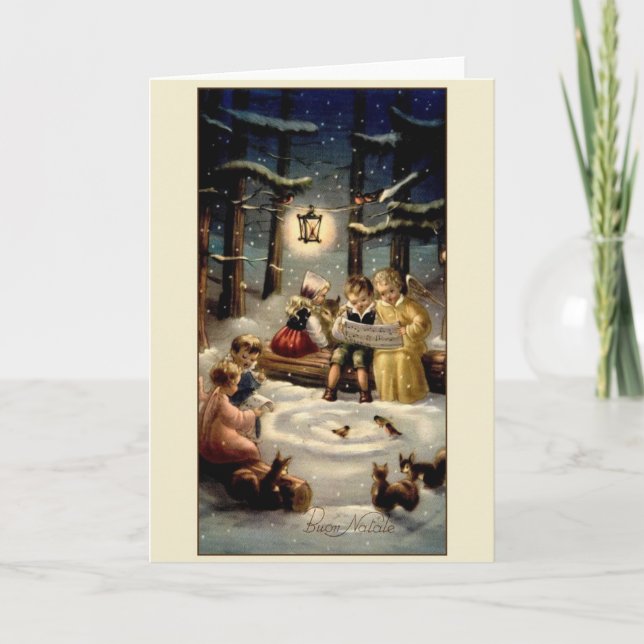 Vintage Italian Angels Buon Natale Christmas Card (Front)