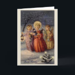 Vintage Italian Angels Christmas Greeting Card<br><div class="desc">Retro / Vintage Italian Christmas greeting card.  Three little Angels walking through the snow while carrying gifts and singing carols!  Buon Natale!</div>
