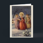Vintage Italian Angels Christmas Greeting Card<br><div class="desc">Retro / Vintage Italian Christmas greeting card.  Three little Angels walking through the snow while carrying gifts and singing carols!  Buon Natale!</div>