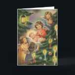Vintage Italian Baby Jesus Christmas Card<br><div class="desc">Retro / Vintage Italian Christmas greeting card.  Beautiful angels and Baby Jesus surround a lovely Christmas Tree!  Buon Natale!  Merry Christmas!</div>