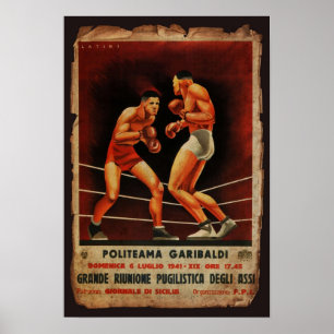 Vintage Italian Boxing Sports Fighting Retro Poster