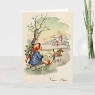 Vintage Italian Buon Anno Happy New Year Card