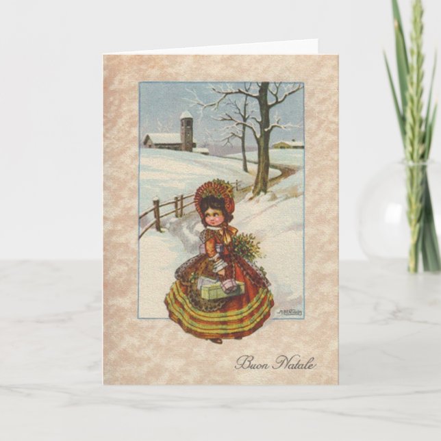 Vintage Italian Buon Natale Christmas Card (Front)