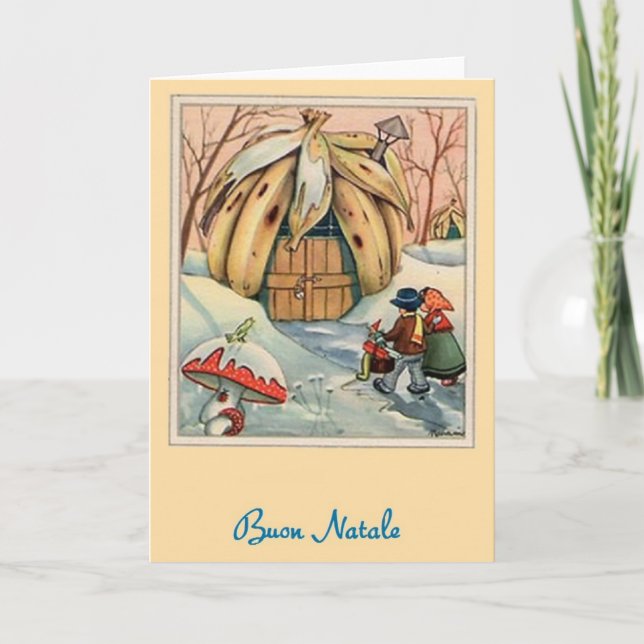 Vintage Italian Buon Natale Christmas Card (Front)