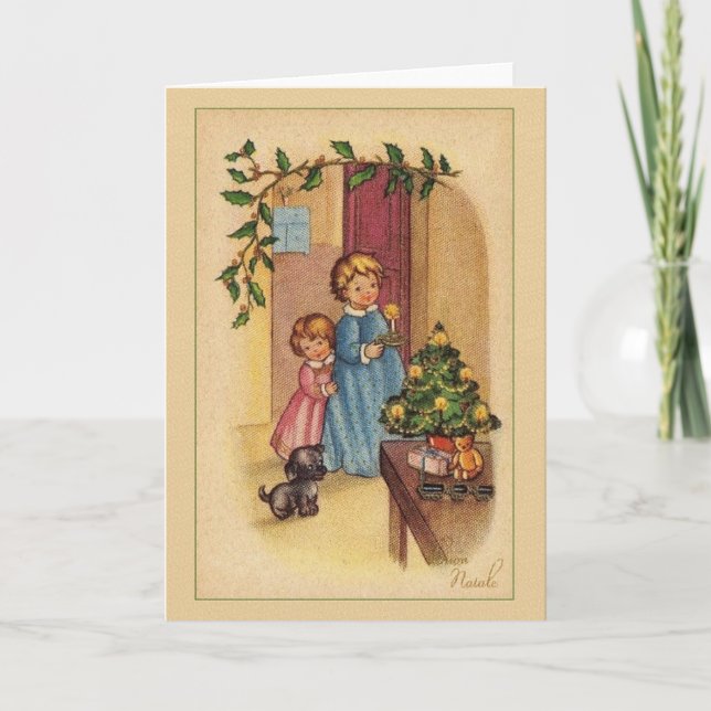 Vintage Italian Buon Natale Christmas Card (Front)