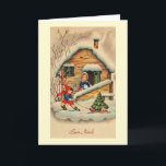 Vintage Italian Buon Natale Christmas Card<br><div class="desc">Retro / Vintage Italian Christmas greeting card.  Adorable little boy pulling a Christmas tree on a sled!  Buon Natale!</div>
