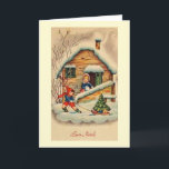 Vintage Italian Buon Natale Christmas Card<br><div class="desc">Retro / Vintage Italian Christmas greeting card.  Adorable little boy pulling a Christmas tree on a sled!  Buon Natale!</div>