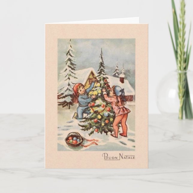 Vintage Italian Buon Natale Christmas Card (Front)