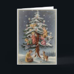 Vintage Italian Buon Natale Christmas Card<br><div class="desc">Retro / Vintage Italian Christmas greeting card.  Adorable little angels decorating a beautiful Christmas Tree!  Buon Natale!  Merry Christmas!</div>
