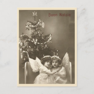 Vintage Italian Buon Natale Merry Christmas Angels Postcard