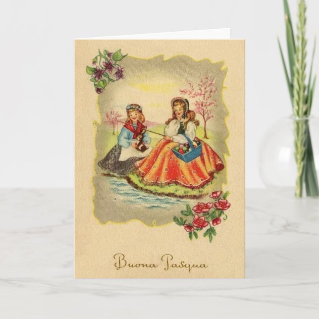 Vintage Italian Buona Pasqua Easter Card (Front)