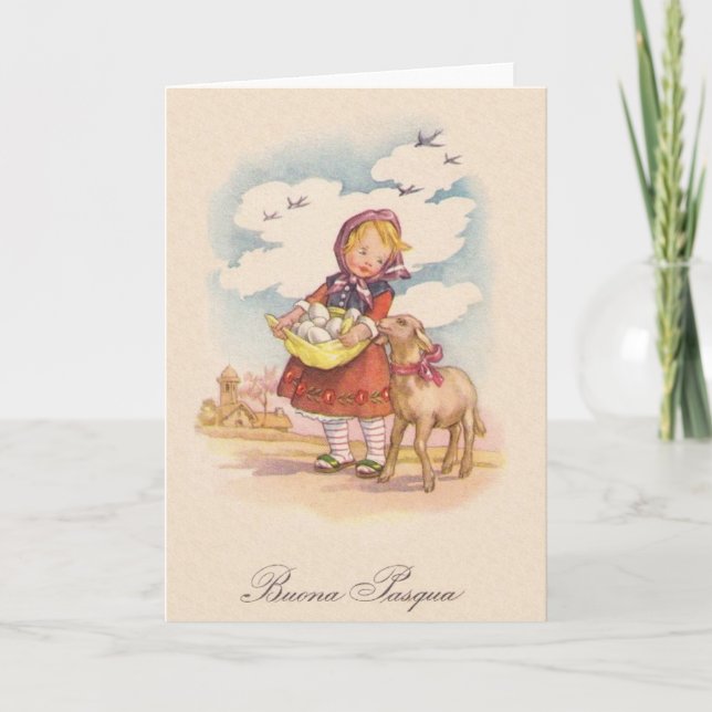 Vintage Italian Buona Pasqua Easter Card (Front)