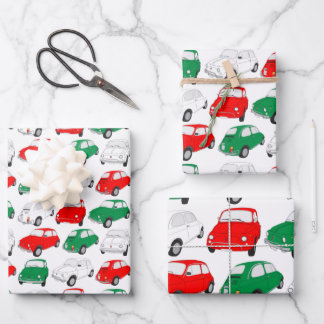 Vintage Italian Car Pattern Wrapping Paper Set